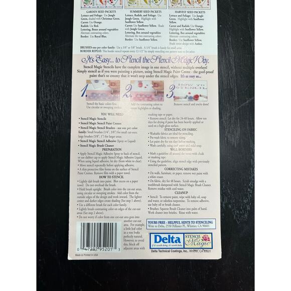 90s Vintage- Stencil Magic By Delta- Seed Packets Border No. 95 201 0012 NWT - Picture 5 of 5
